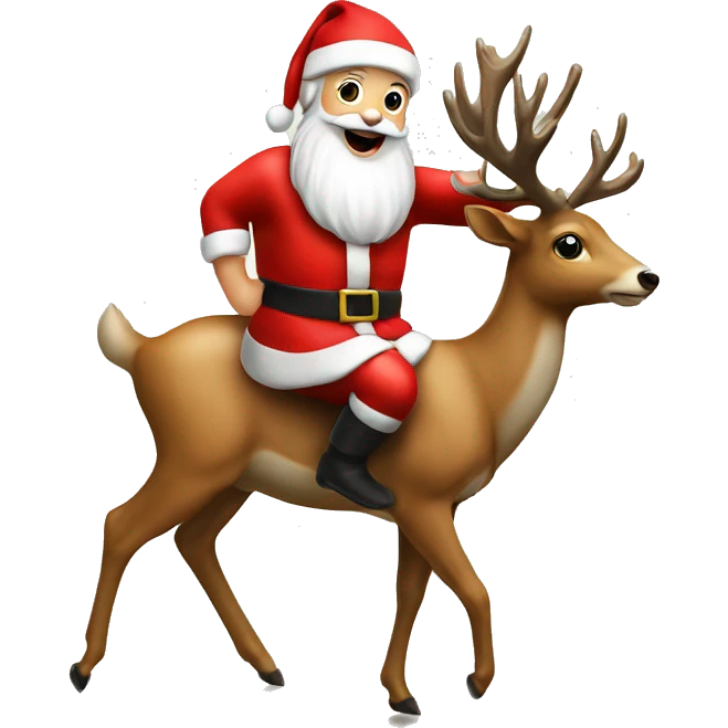 Santa claus on a deer emoji