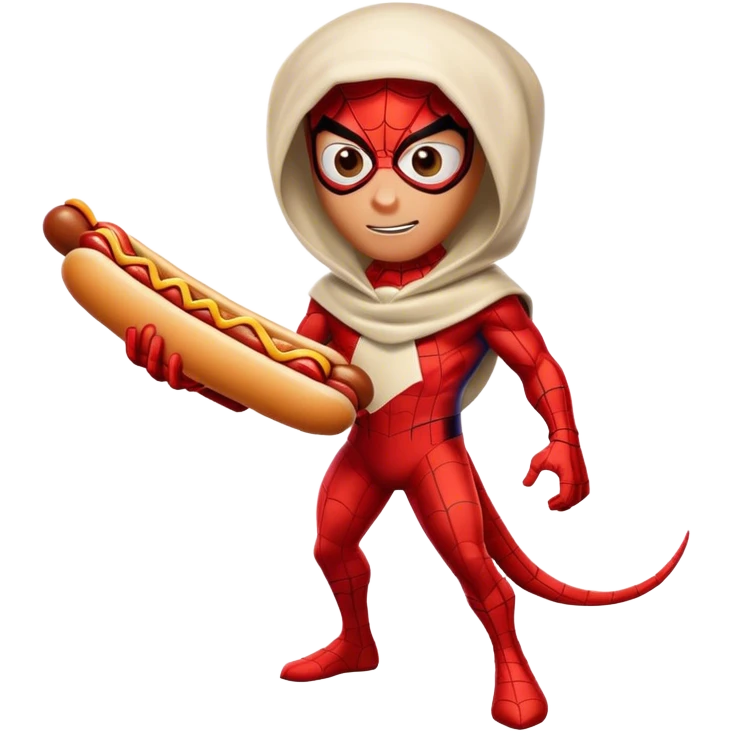 spider-man with a hotdog emoji