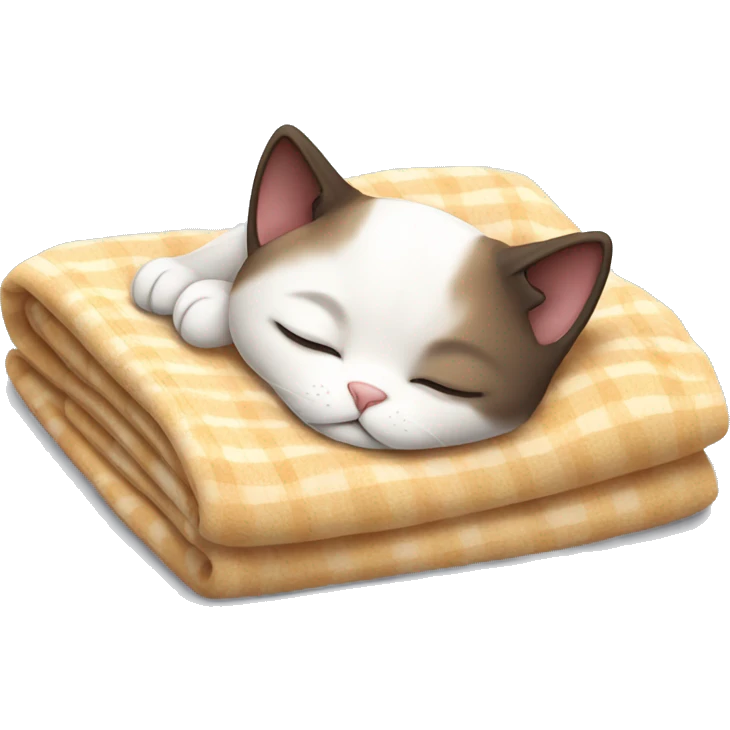 Cute snowshoe cat sleeping on a blanket emoji