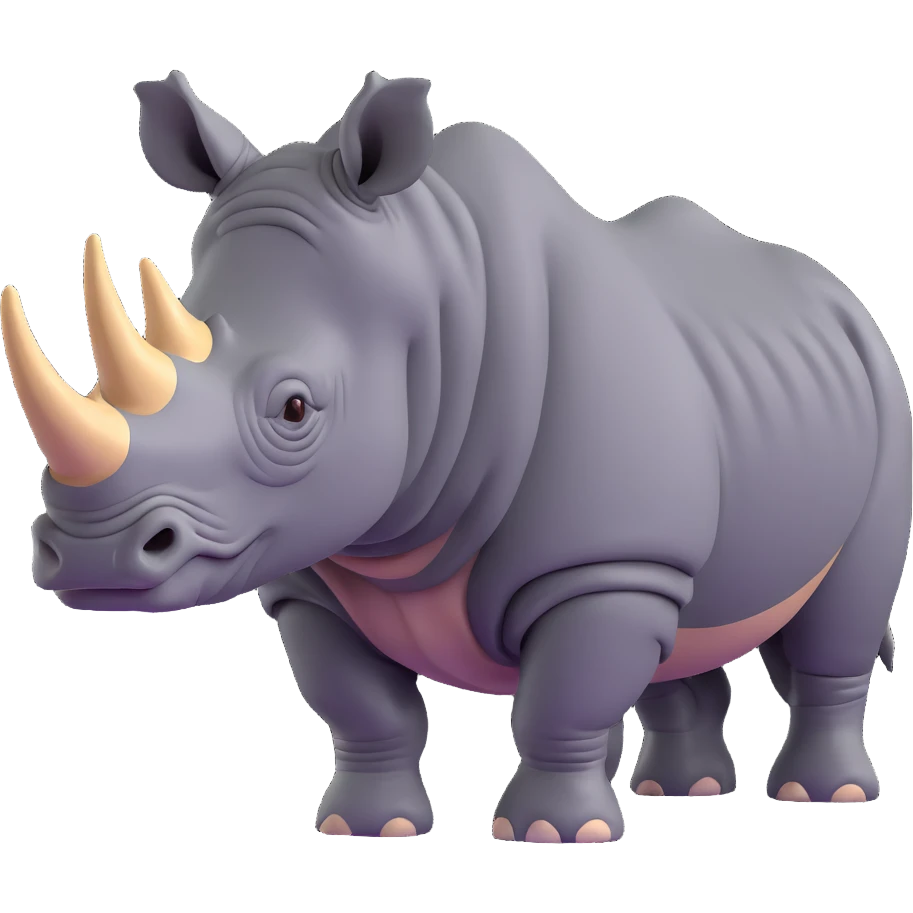 realistic 3D rhinoceros with textured skin emoji
