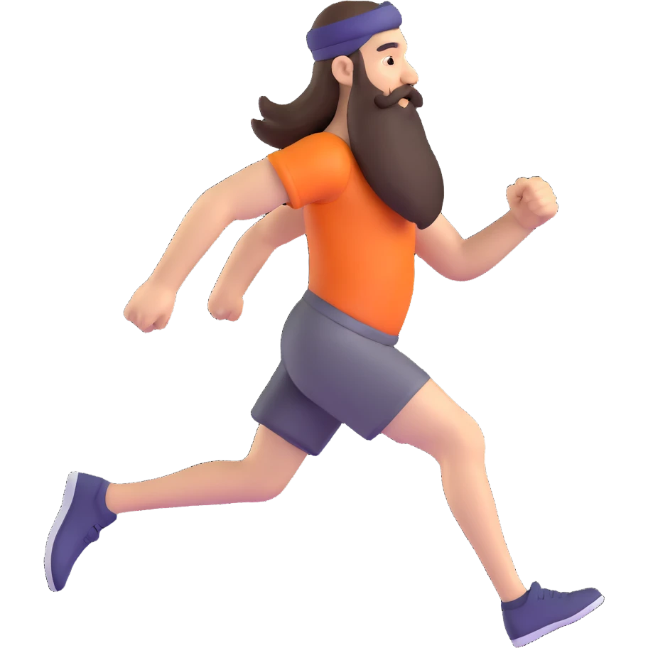 running man with long beard emoji