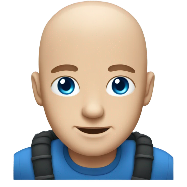 Bald man with blue eyes on a boat emoji