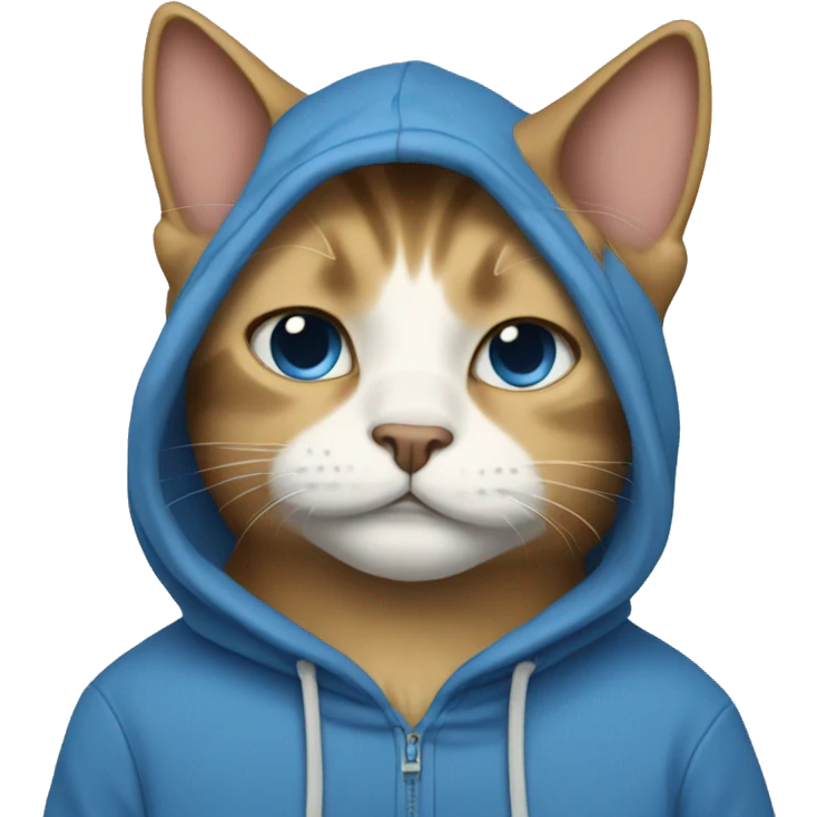 Cat with blue hoodie and crying emoji