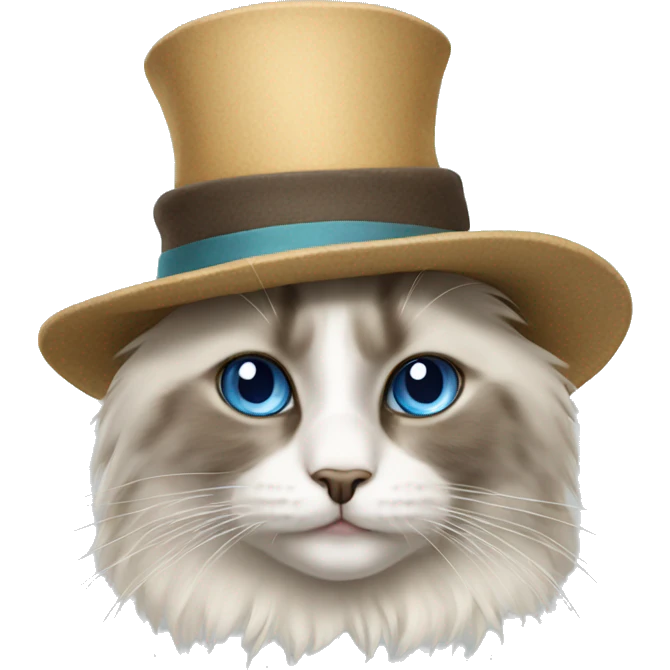 ragdoll cat with a hat emoji