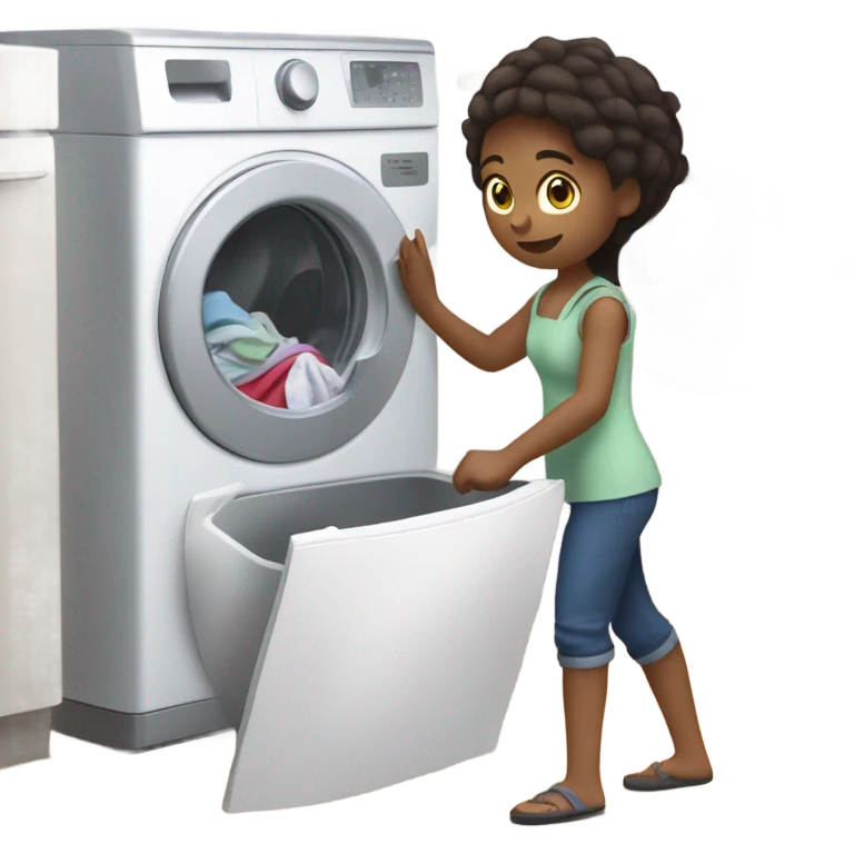 Girl putting clothes in washing machine  emoji