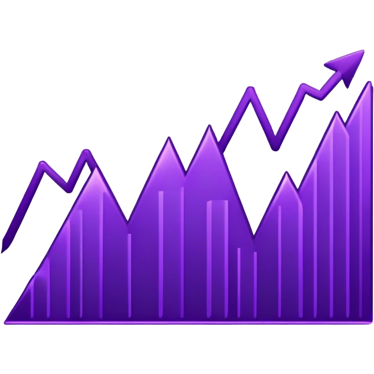 Purple stock graph going down emoji