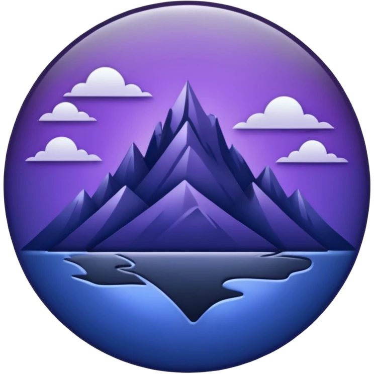 Landmark icon above the map. Colors: dark purple, dark blue, black, silver. Style: metallic, realistic emoji