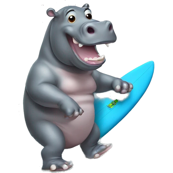 Hippo eating surfing  emoji
