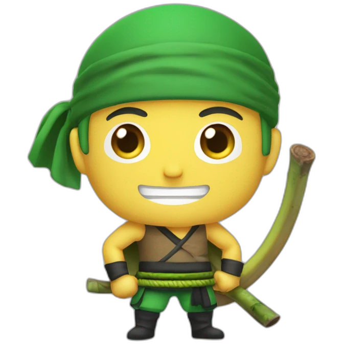 Zoro avec une peau de banane sur la tête emoji