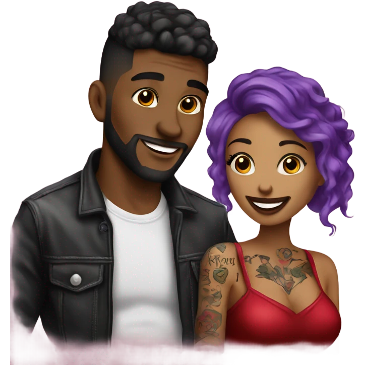 Valentine date for beautiful tattooed couple emoji