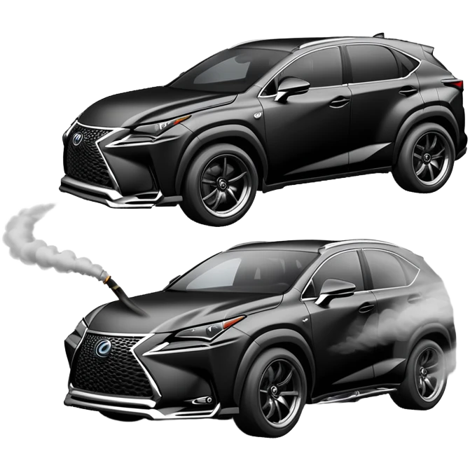 black lexus Nx doing a drift with smoke emoji