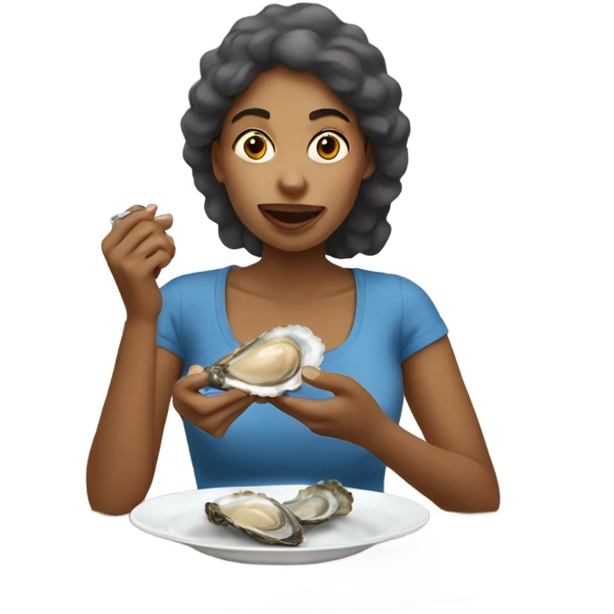 Woman eating an oyster emoji