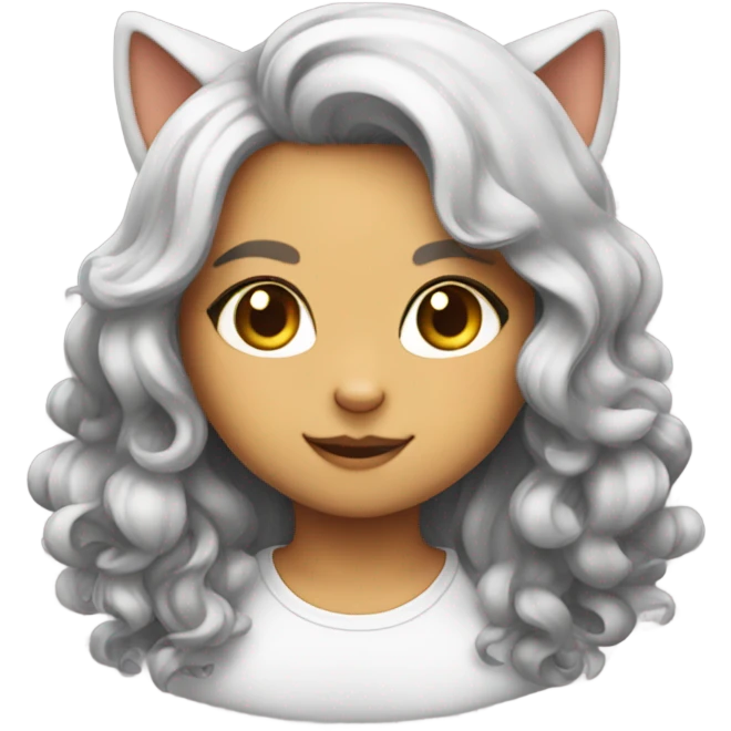 cutegirl cat with perfect hair emoji