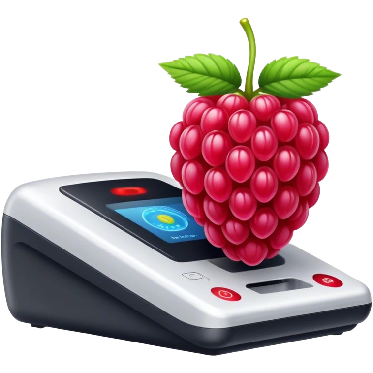A raspberry scanning wih a scanner emoji