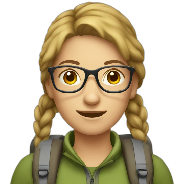 caucasian female hiker with glasses emoji