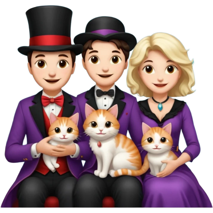 magician couple and their pet cat emoji