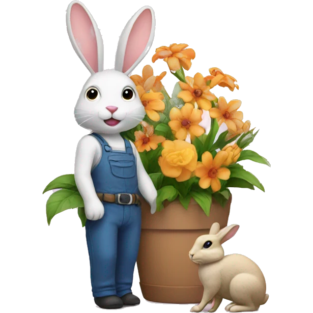 Flowers and rabbit emoji