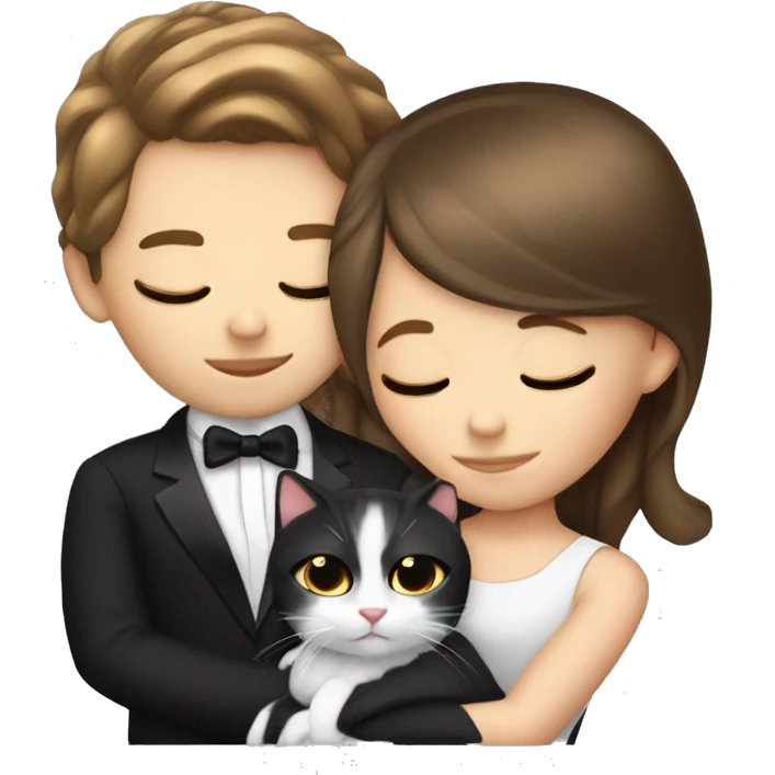 White girl ruby straight hair sleeping with tuxedo kitty emoji