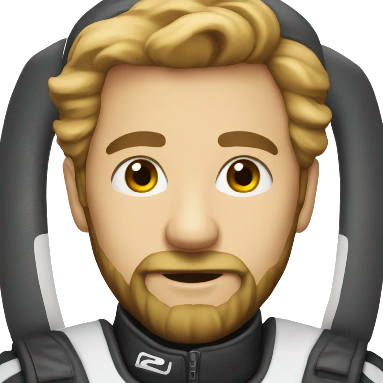 bold man with beard in racing suit emoji
