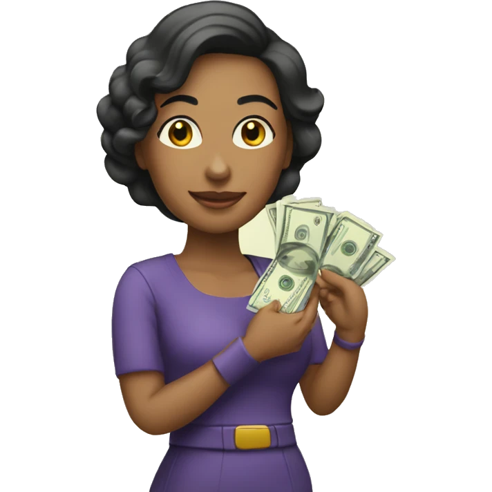mujer con dinero emoji