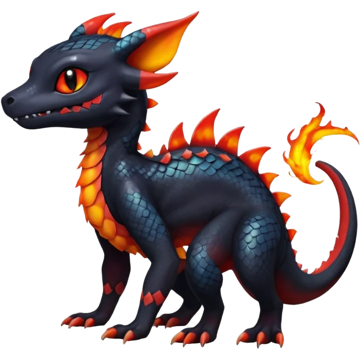 Shiny Cute Spooky Salandit-Umbreon-Charmeleon-Fakémon-hybrid-creature (full body)  emoji