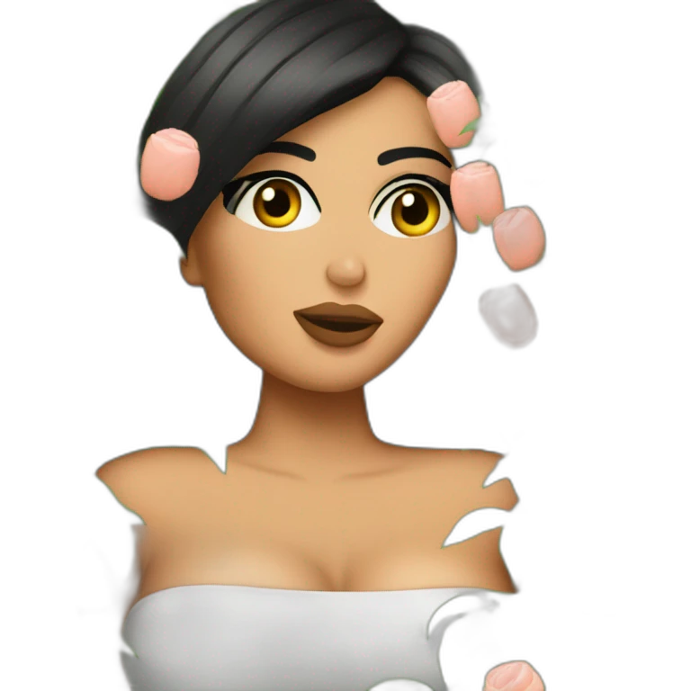 Kim Kardashian peering around the bushes emoji