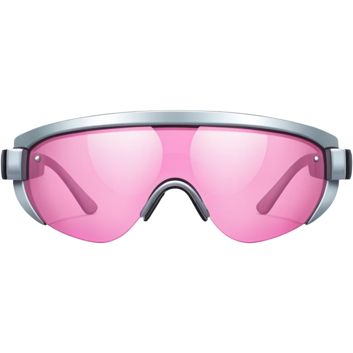 pink tinted shield visor glasses with metallic rim, Y2K futuristic style emoji