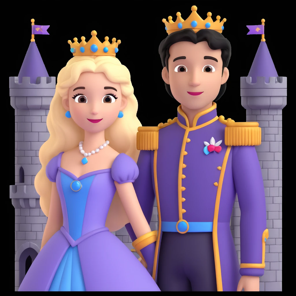 prince and princess disny dress close up photo in castle emoji
