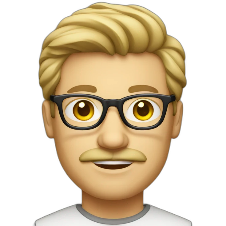 caucasian male designer with moustache glasses emoji