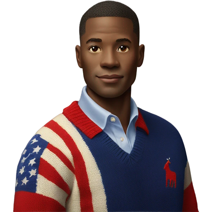 Man wearing polo Ralph Lauren flag sweater emoji
