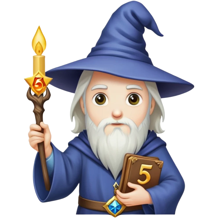 wizard holding number 5 emoji