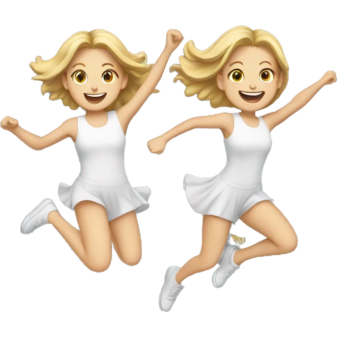 two white girls jumping emoji