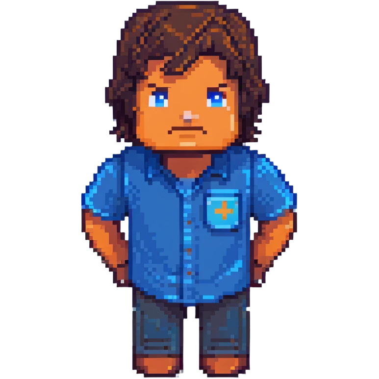 Minecraft character of Jack Black wearing a blue shirt emoji