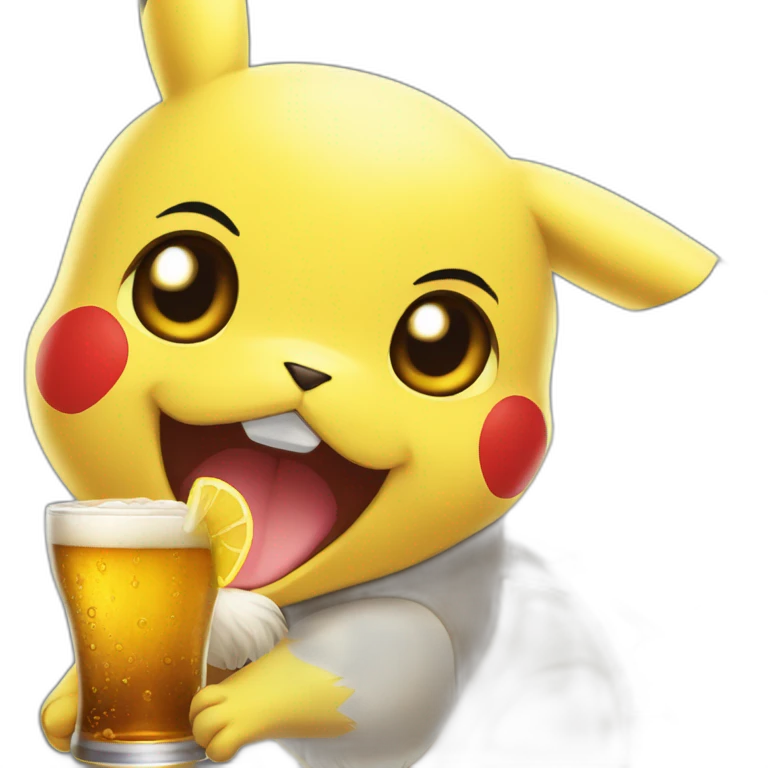 Pikachu drink beer emoji