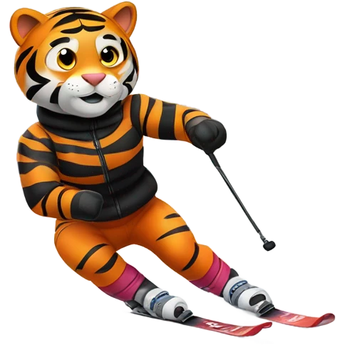 Tiger skiing emoji