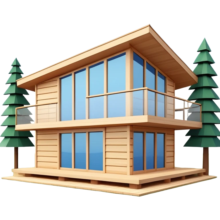 Modern wood modular house emoji