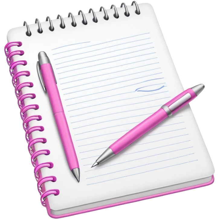 white notebook with some list on it and a pink pen nearby emoji