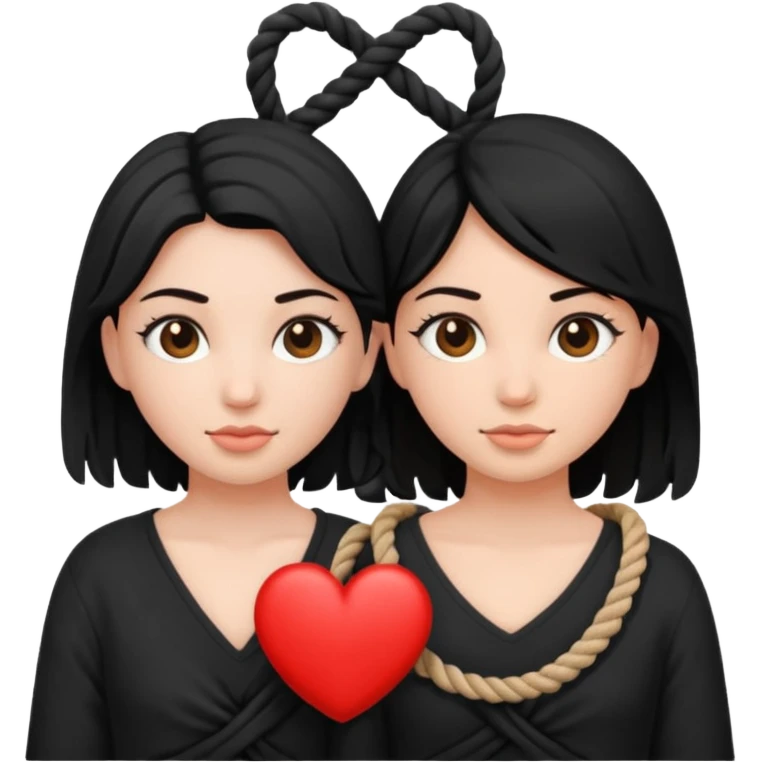crea un emoji con esos 3 en conjunto👭🏻🖤🪢 emoji