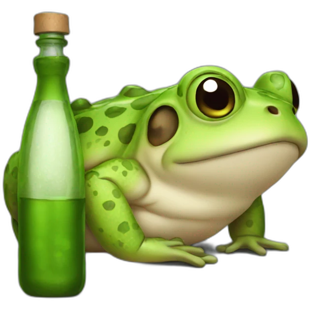 tired toad with bottle emoji