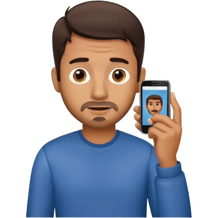 confused guy with phone in hand turned to left qualterly emoji
