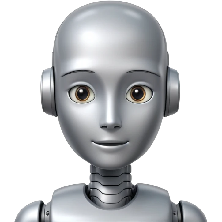 friendly Humanoid robot, face + neck emoji