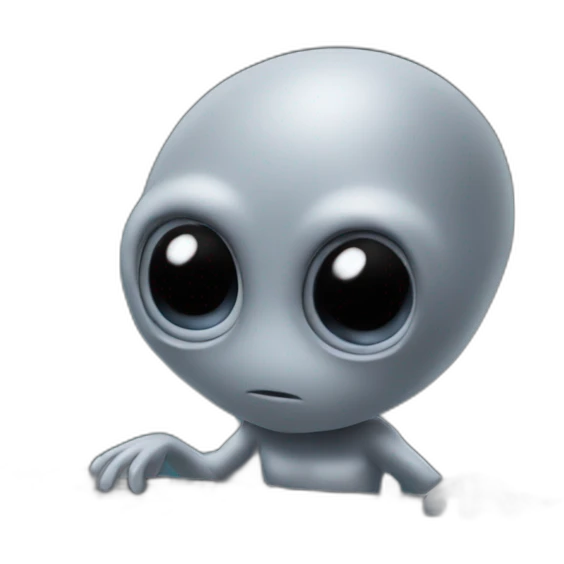 A Classic emoji of grey Big eyed Alien playing in front of an AKAI MPC XL emoji