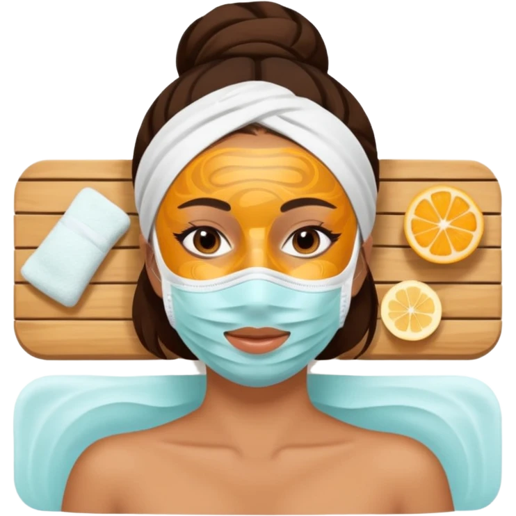 Lady with face mask spa beauty full face relaxing emoji