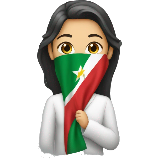 Une femme voilée tenant un drapeau d’Algérie emoji