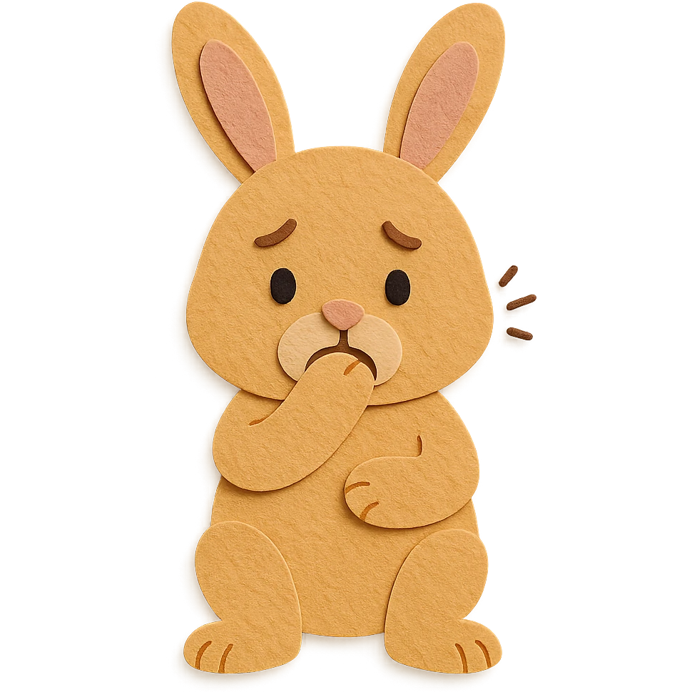 apricot bunny biting paw nervously, full body, paper-craft style, flawless appearance, no imperfections emoji
