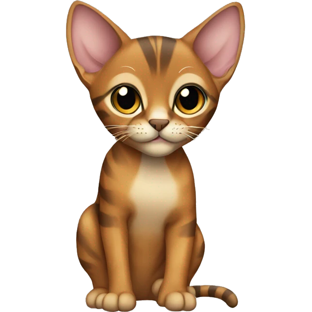An Abyssinian cat with stripes on its body waves its paw emoji