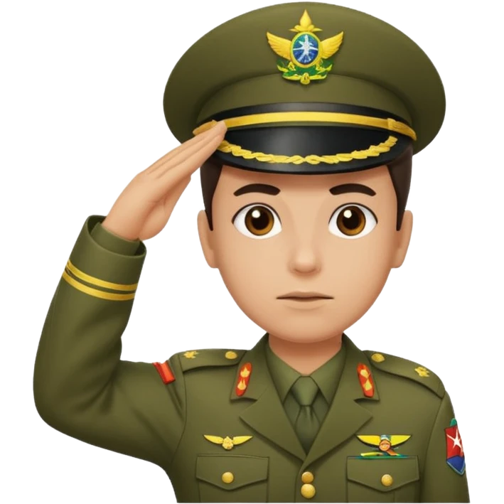 Ele precisa ter o fardamento do exército Brasileiro e fazer continência  emoji
