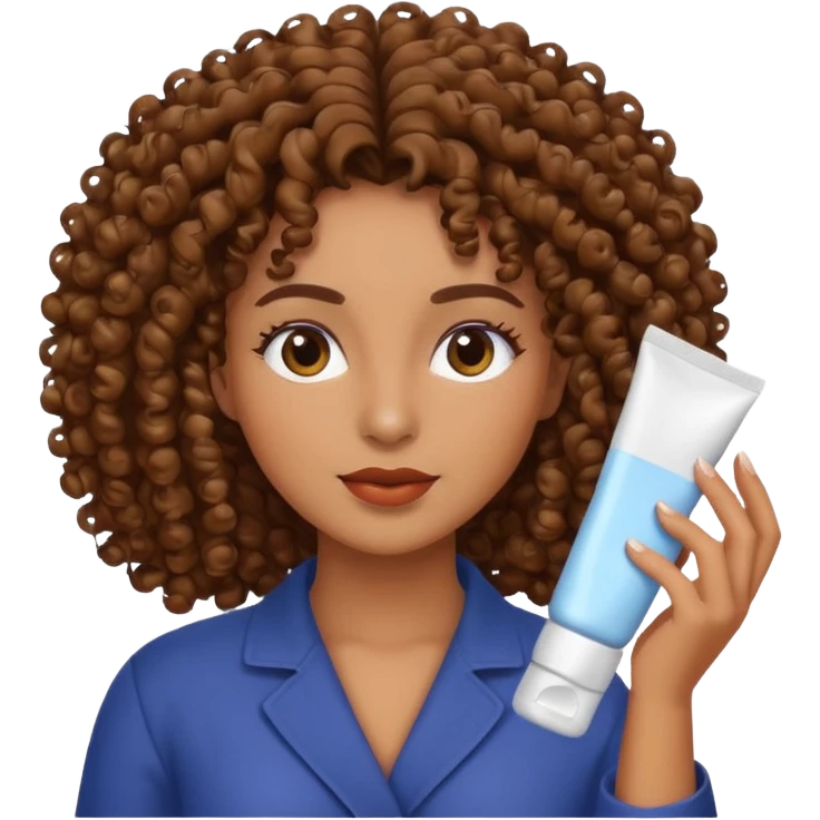 Mulher fazendo Skincare cacheada emoji