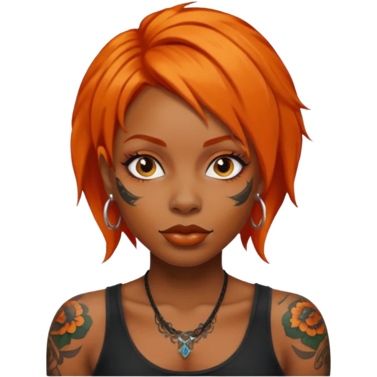 Tattooed black wwoman with orange hair emoji