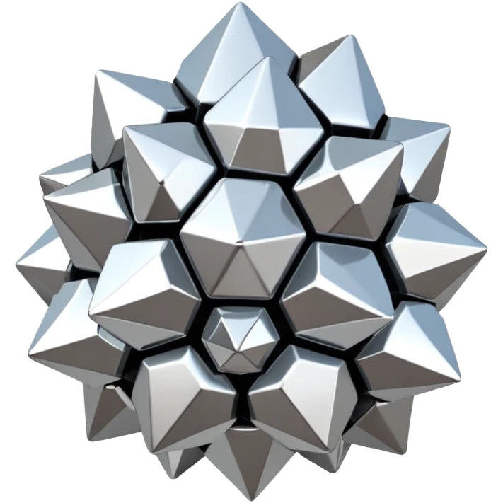 Hyperrealistic, isolated, extremely detailed, 3D rendering, metallic cluster, silver chrome shades Cassiterite  emoji